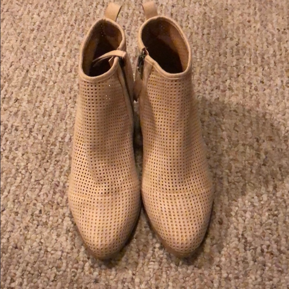 Cream booties! *RUNS LARGE* worn once!